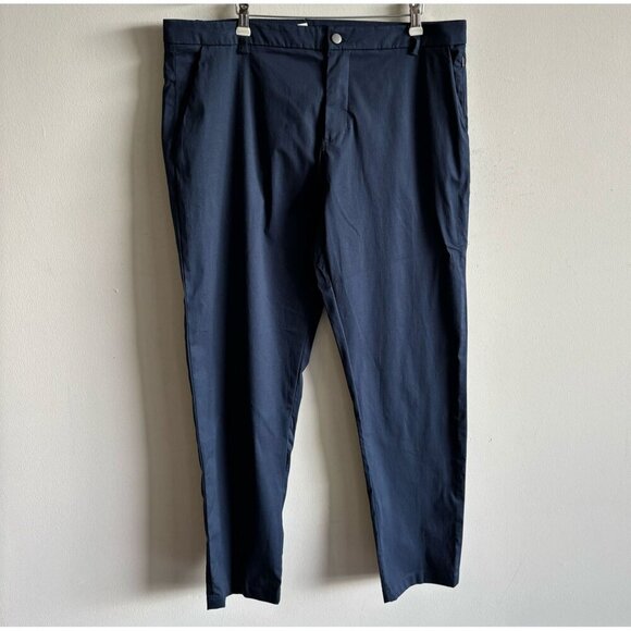 Lululemon Men Front Button Closure Two Side Back Pocket Trouser Navy Blue Sz 38 - Picture 1 of 14